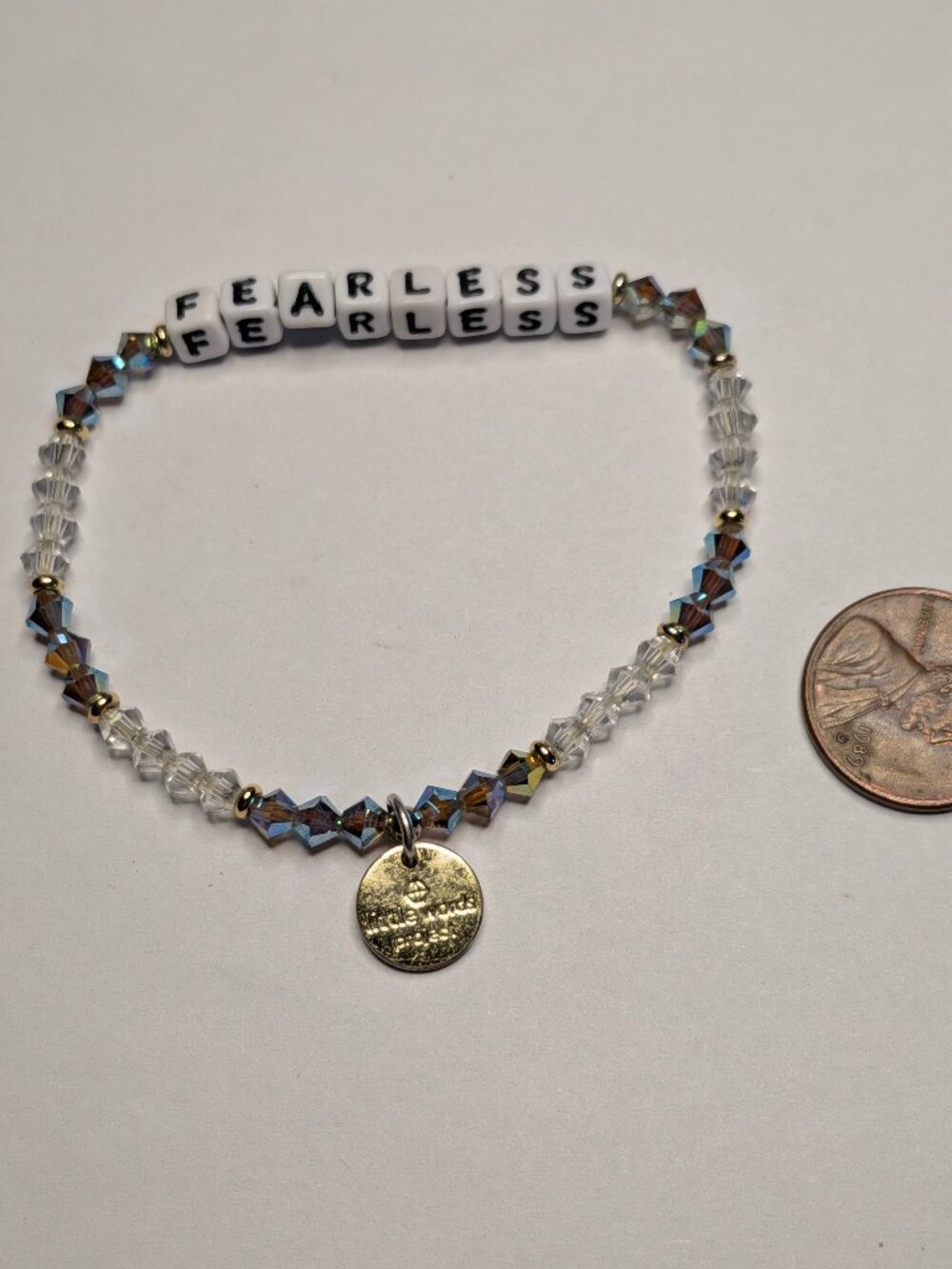 Little Words Project “Fearless” Crystal Beaded Stretch Bracelet - Picture 2 of 6